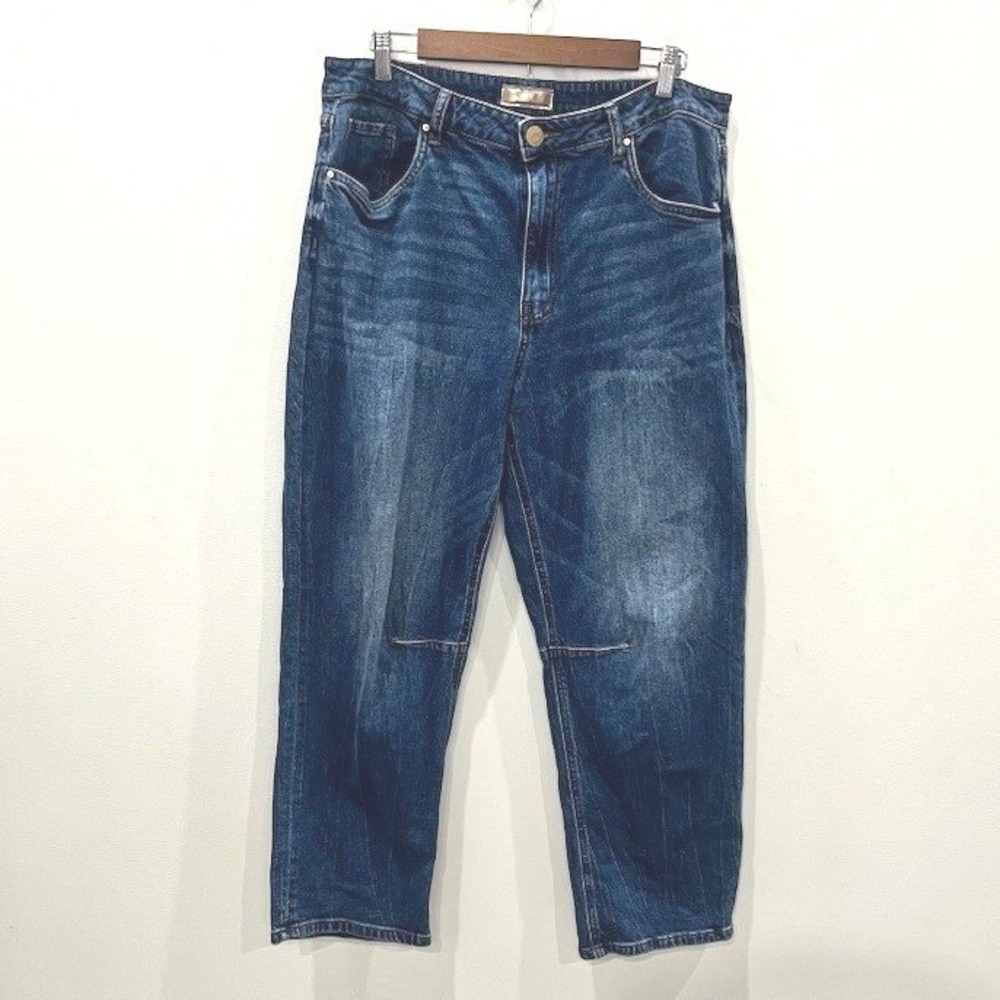 KUT from the Kloth Ashley High Rise Slouchy Barrel Jeans Size 12 Blue Cropped